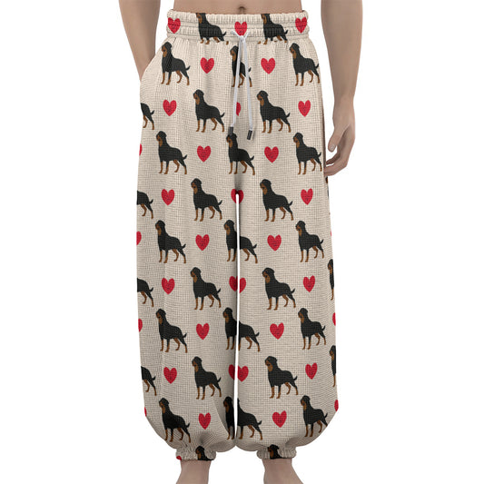Love Rottweiler Pattern Print Lantern Pants