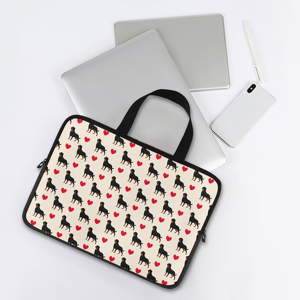 Love Rottweiler Pattern Print Laptop Sleeve With Handle