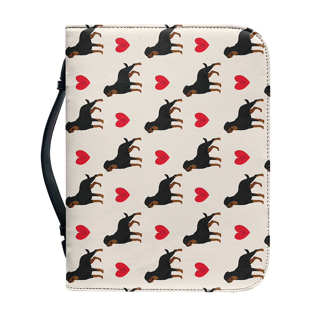 Love Rottweiler Pattern Print Leather Bible Cover