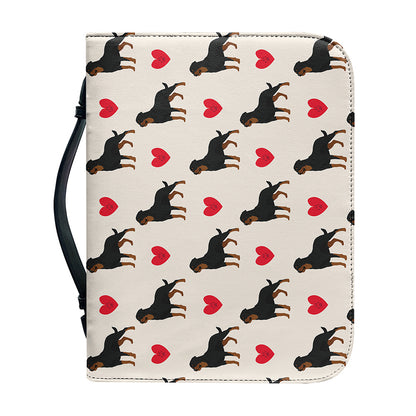 Love Rottweiler Pattern Print Leather Bible Cover
