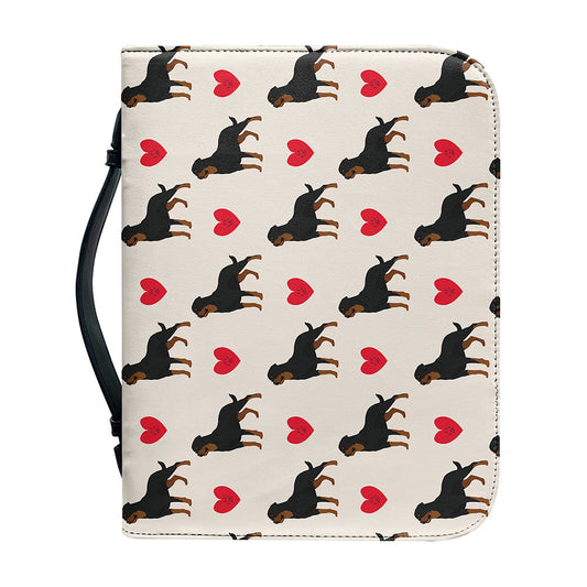 Love Rottweiler Pattern Print Leather Bible Cover
