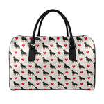 Love Rottweiler Pattern Print Leather Duffle Bag