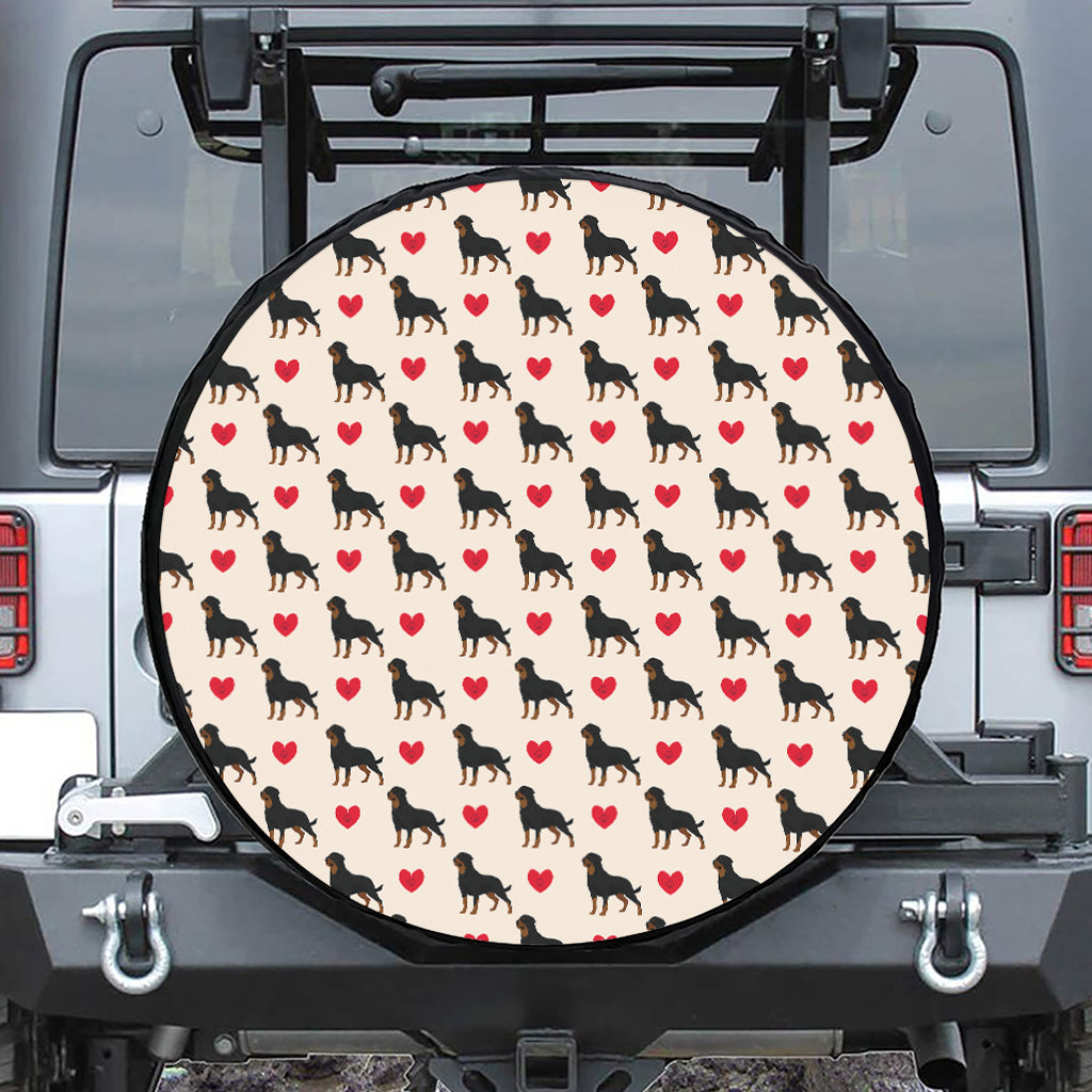 Love Rottweiler Pattern Print Leather Spare Tire Cover