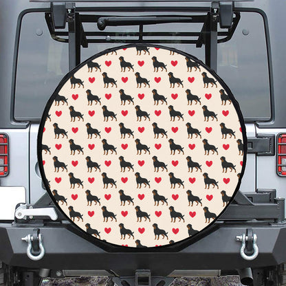 Love Rottweiler Pattern Print Leather Spare Tire Cover