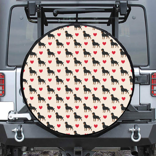 Love Rottweiler Pattern Print Leather Spare Tire Cover