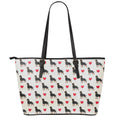 Love Rottweiler Pattern Print Leather Tote Bag With Zipper