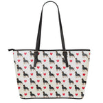 Love Rottweiler Pattern Print Leather Tote Bag