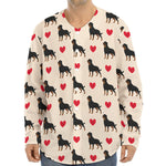 Love Rottweiler Pattern Print Long Sleeve Baseball Jersey