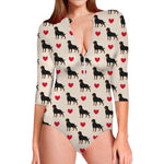 Love Rottweiler Pattern Print Long Sleeve Swimsuit