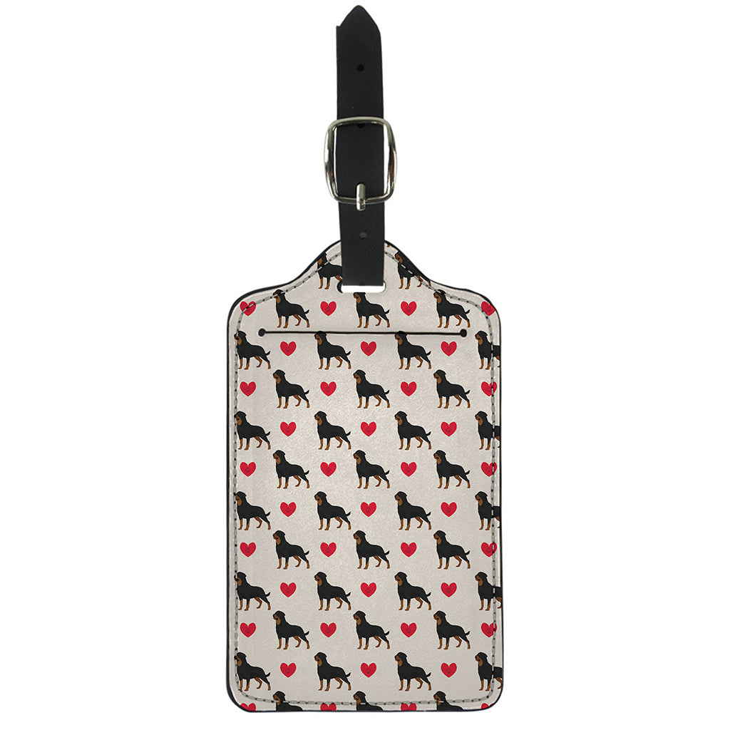 Love Rottweiler Pattern Print Luggage Tag