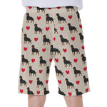 Love Rottweiler Pattern Print Men's Beach Shorts