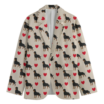 Love Rottweiler Pattern Print Men's Blazer