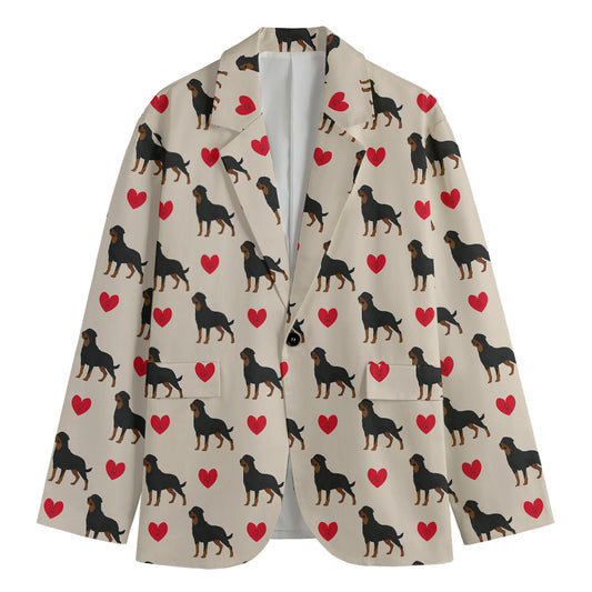 Love Rottweiler Pattern Print Men's Blazer