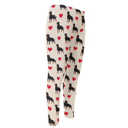 Love Rottweiler Pattern Print Men's Compression Pants