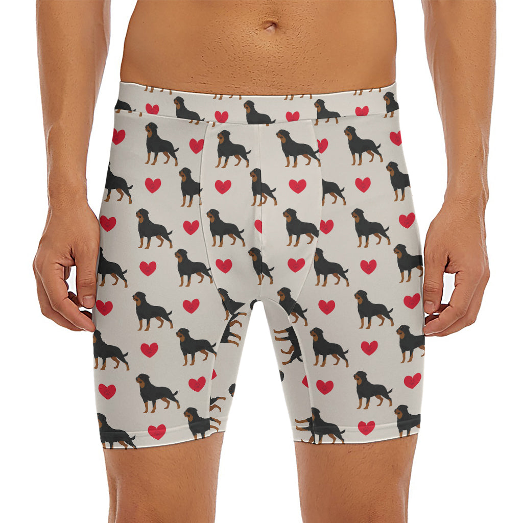 Love Rottweiler Pattern Print Men's Long Boxer Briefs