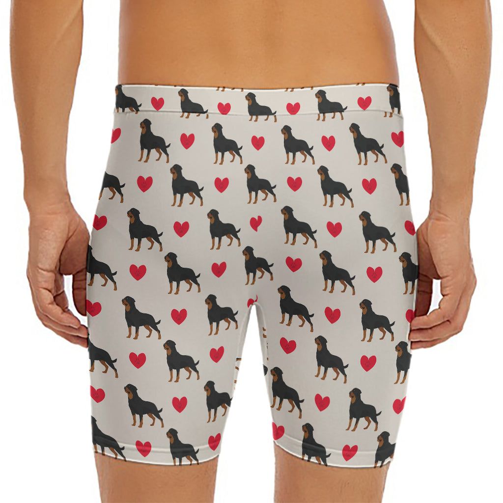 Love Rottweiler Pattern Print Men's Long Boxer Briefs