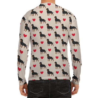 Love Rottweiler Pattern Print Men's Long Sleeve Rash Guard