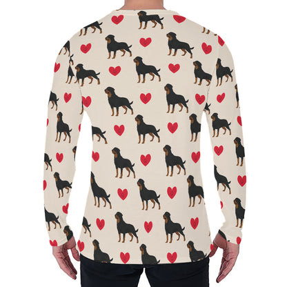 Love Rottweiler Pattern Print Men's Long Sleeve T-Shirt