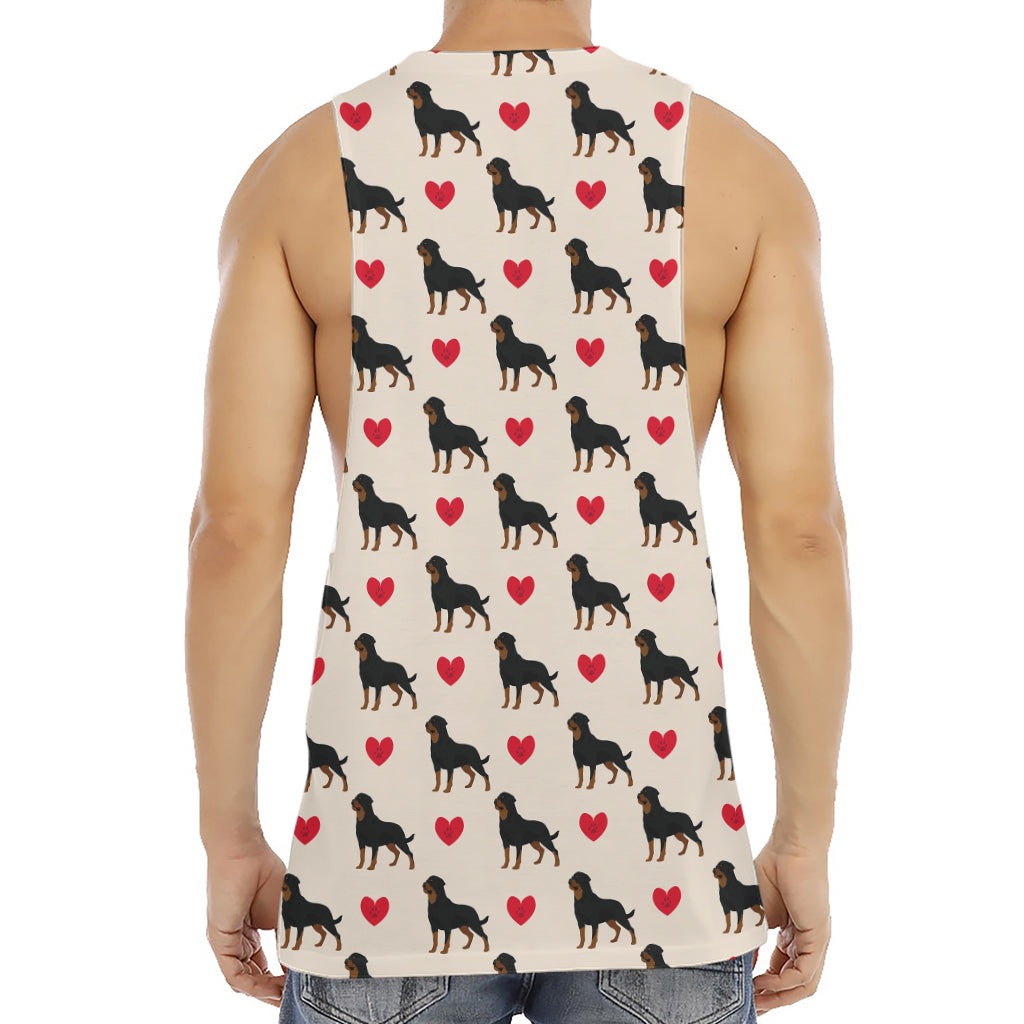 Love Rottweiler Pattern Print Men's Muscle Tank Top