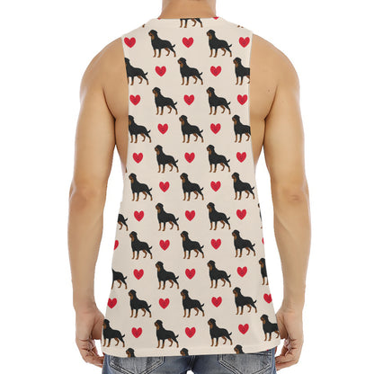 Love Rottweiler Pattern Print Men's Muscle Tank Top