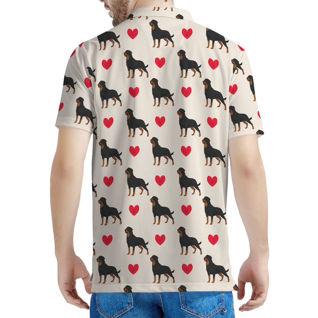 Love Rottweiler Pattern Print Men's Polo Shirt