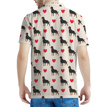 Love Rottweiler Pattern Print Men's Polo Shirt
