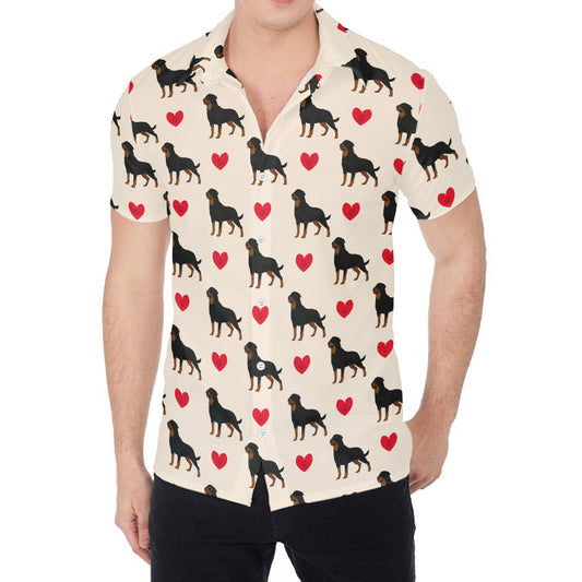 Love Rottweiler Pattern Print Men's Shirt