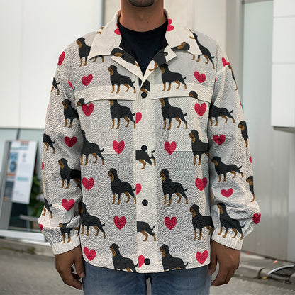 Love Rottweiler Pattern Print Men's Shirt Jacket