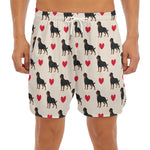 Love Rottweiler Pattern Print Men's Split Running Shorts