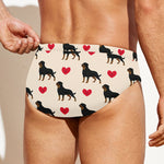 Love Rottweiler Pattern Print Men's Swim Briefs