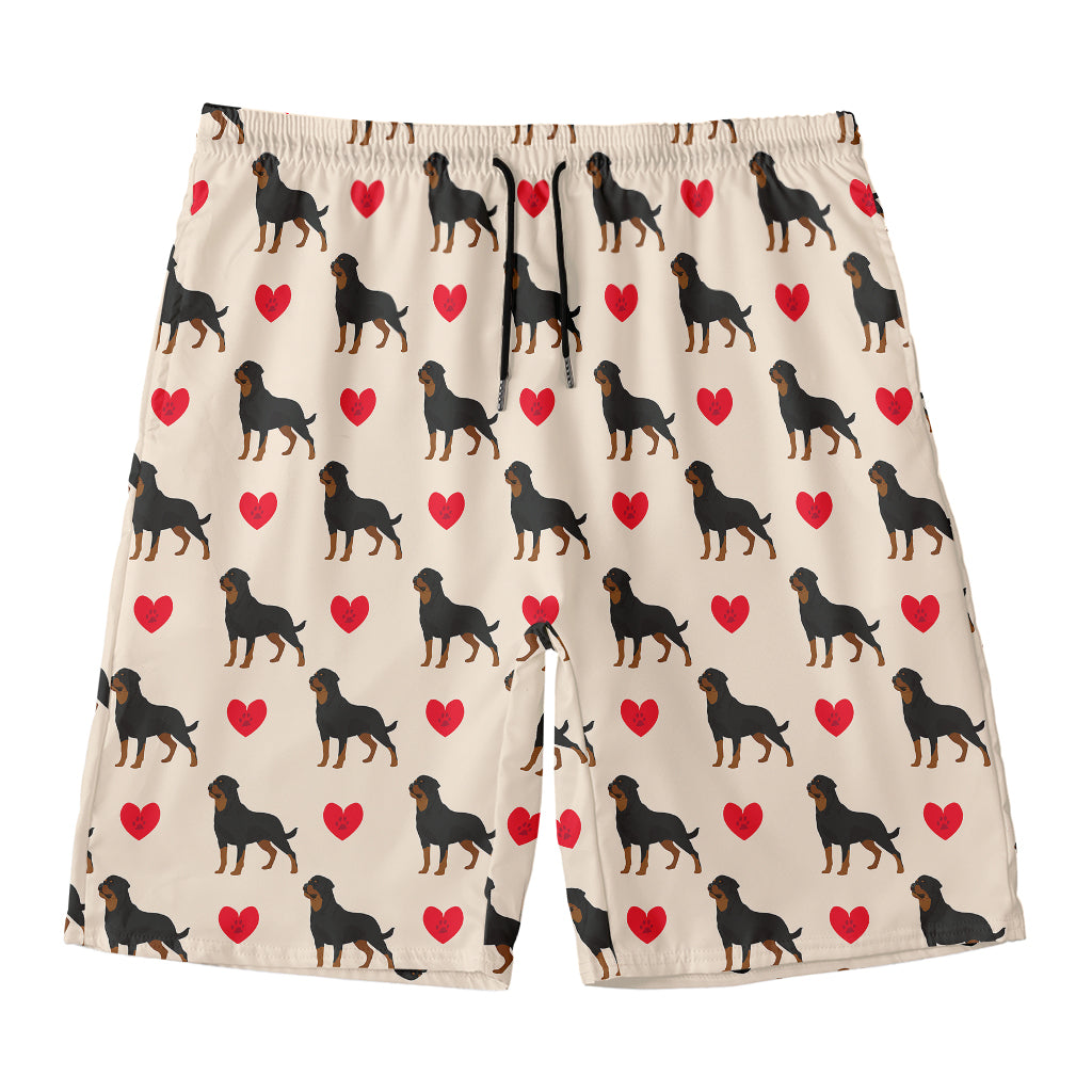 Love Rottweiler Pattern Print Men's Swim Trunks