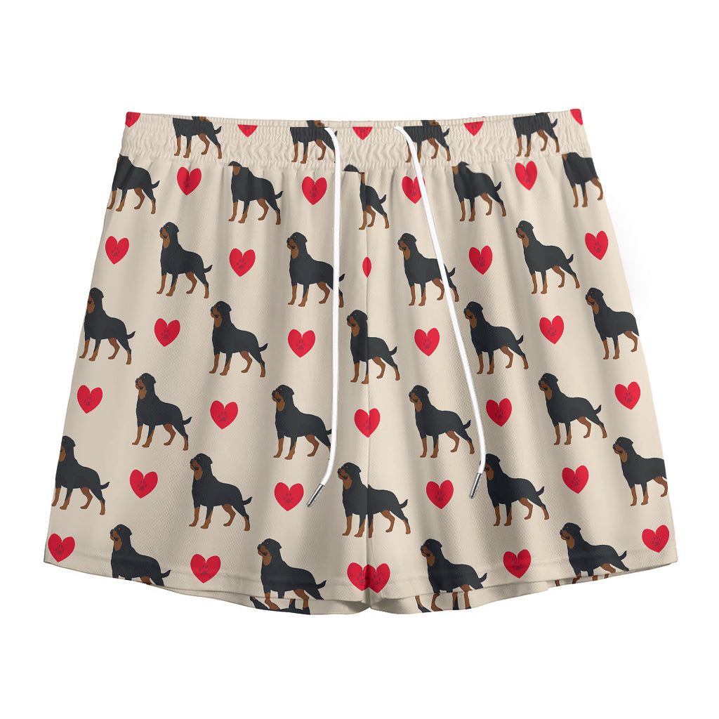 Love Rottweiler Pattern Print Mesh Shorts