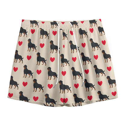 Love Rottweiler Pattern Print Mesh Shorts