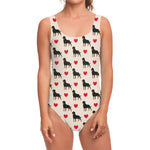Love Rottweiler Pattern Print One Piece Swimsuit