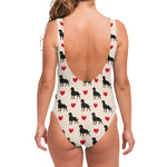 Love Rottweiler Pattern Print One Piece Swimsuit