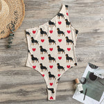 Love Rottweiler Pattern Print One Shoulder Bodysuit