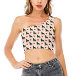 Love Rottweiler Pattern Print One Shoulder Crop Top