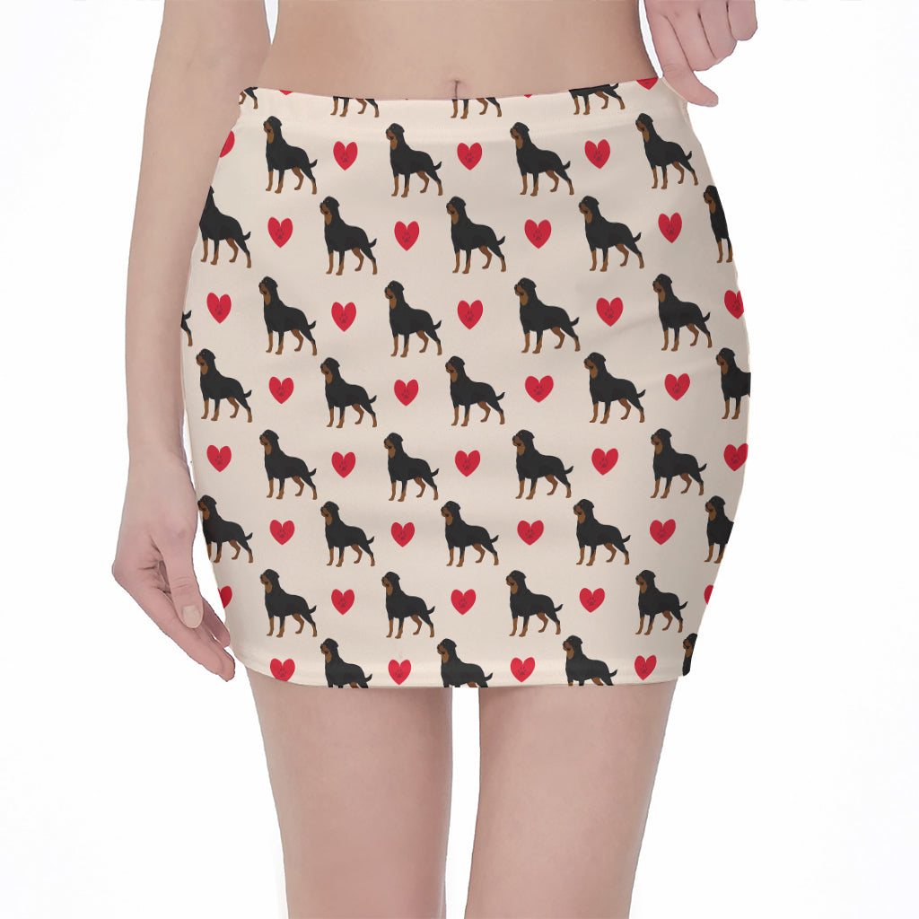 Love Rottweiler Pattern Print Pencil Mini Skirt