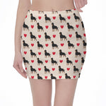 Love Rottweiler Pattern Print Pencil Mini Skirt