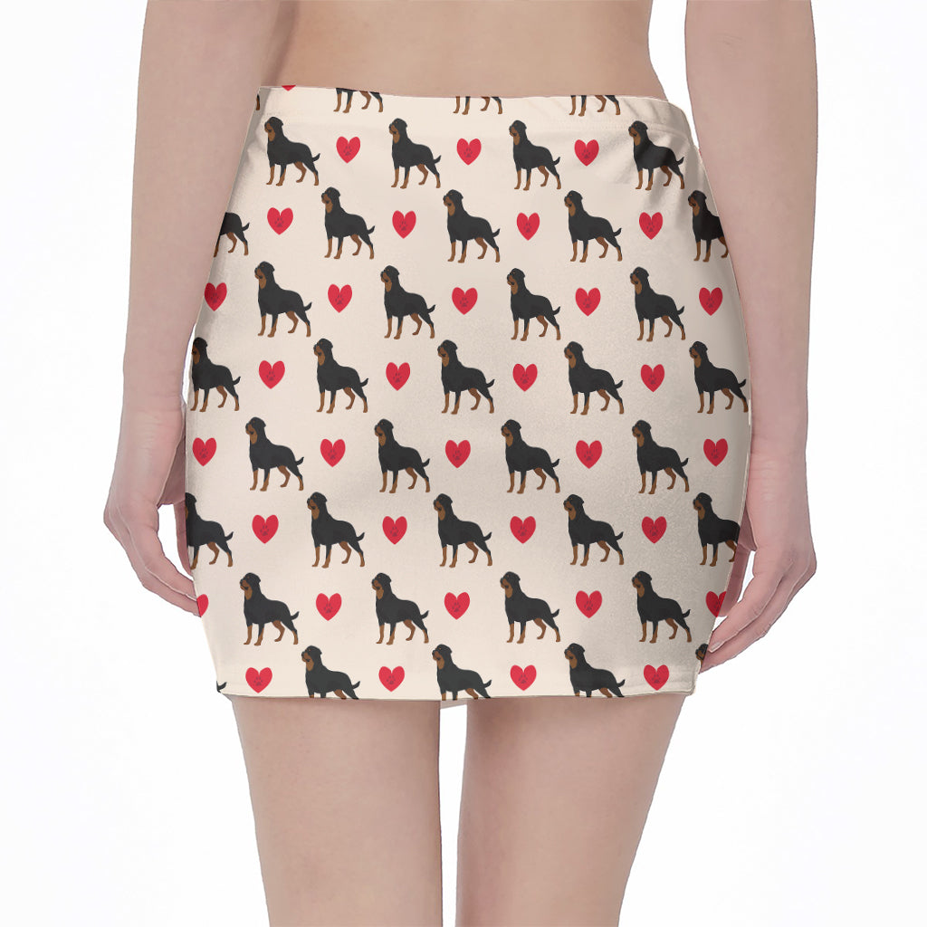 Love Rottweiler Pattern Print Pencil Mini Skirt