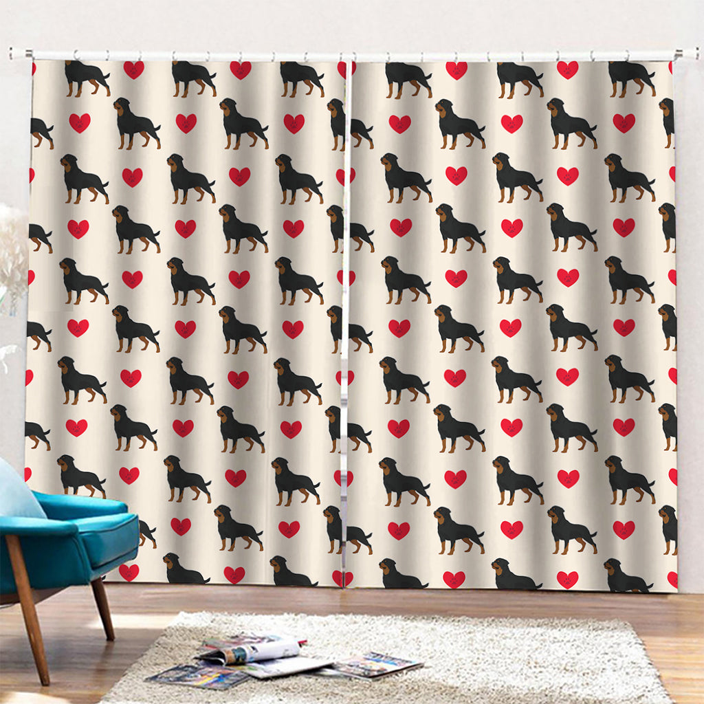 Love Rottweiler Pattern Print Pencil Pleat Curtains