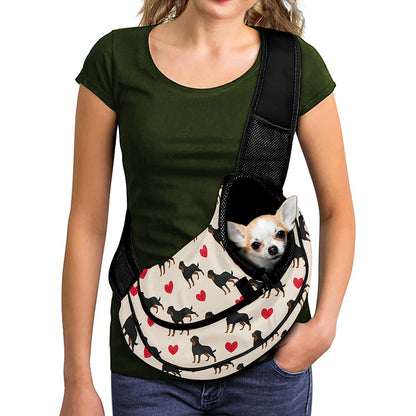 Love Rottweiler Pattern Print Pet Sling Carrier