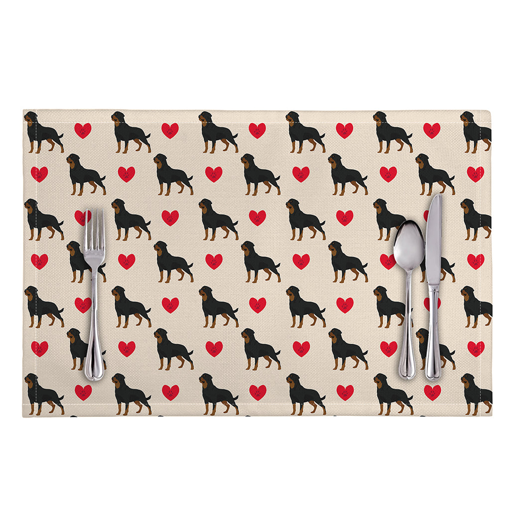 Love Rottweiler Pattern Print Placemat