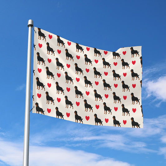 Love Rottweiler Pattern Print Polyester Flag