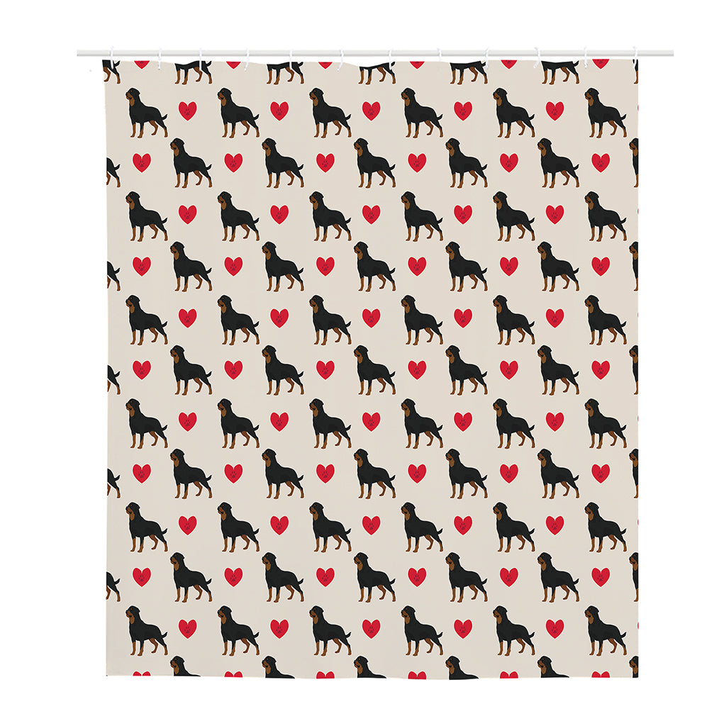 Love Rottweiler Pattern Print Polyester Shower Curtain