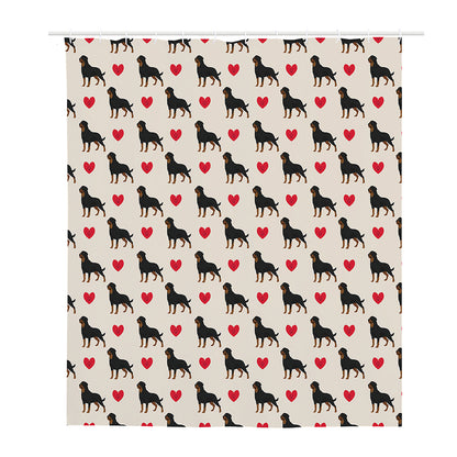 Love Rottweiler Pattern Print Polyester Shower Curtain