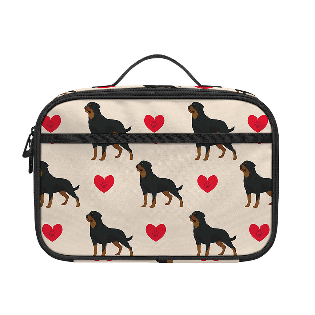 Love Rottweiler Pattern Print Portable Lunch Bag