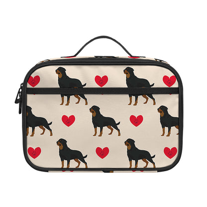 Love Rottweiler Pattern Print Portable Lunch Bag