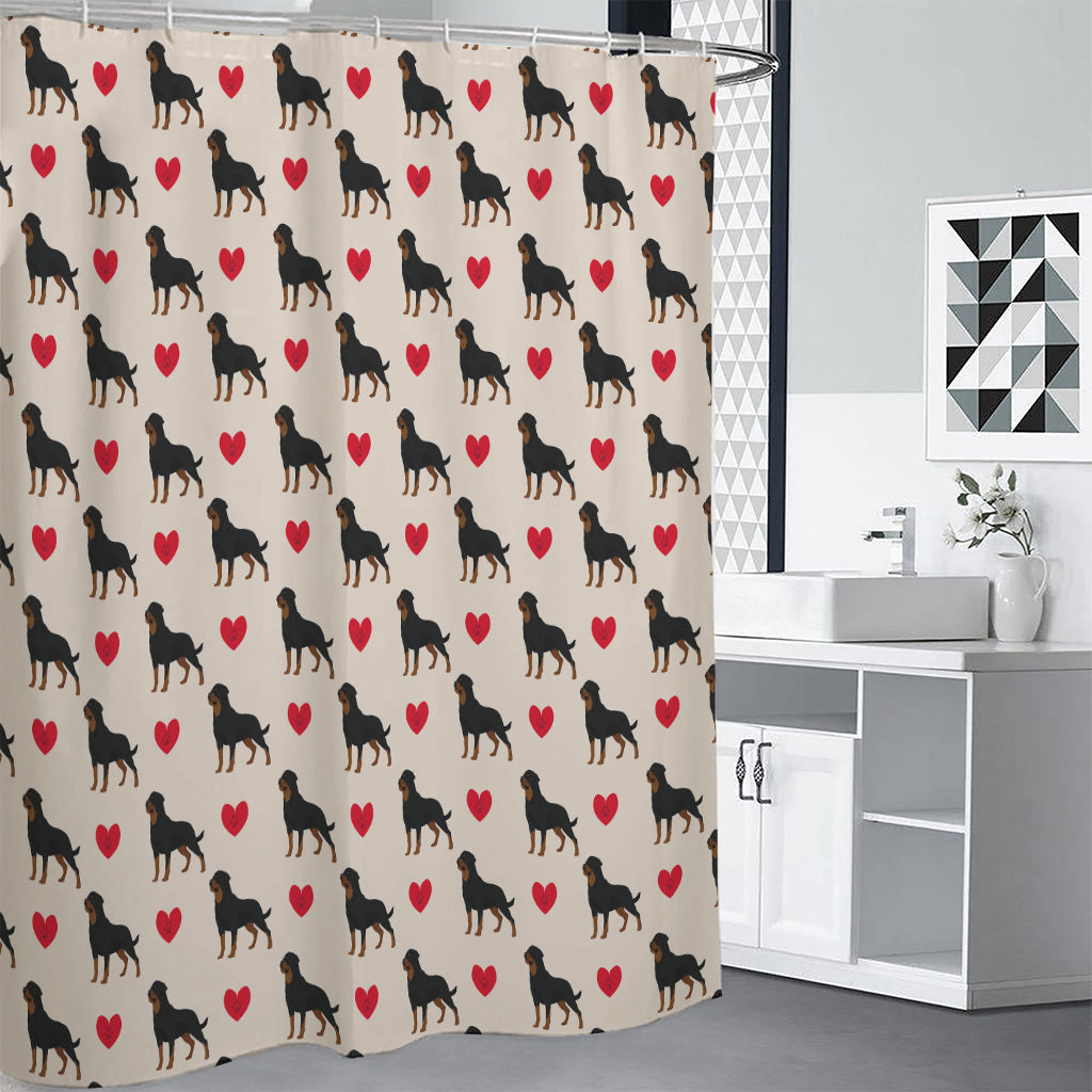 Love Rottweiler Pattern Print Premium Shower Curtain
