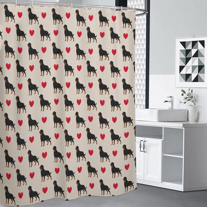 Love Rottweiler Pattern Print Premium Shower Curtain